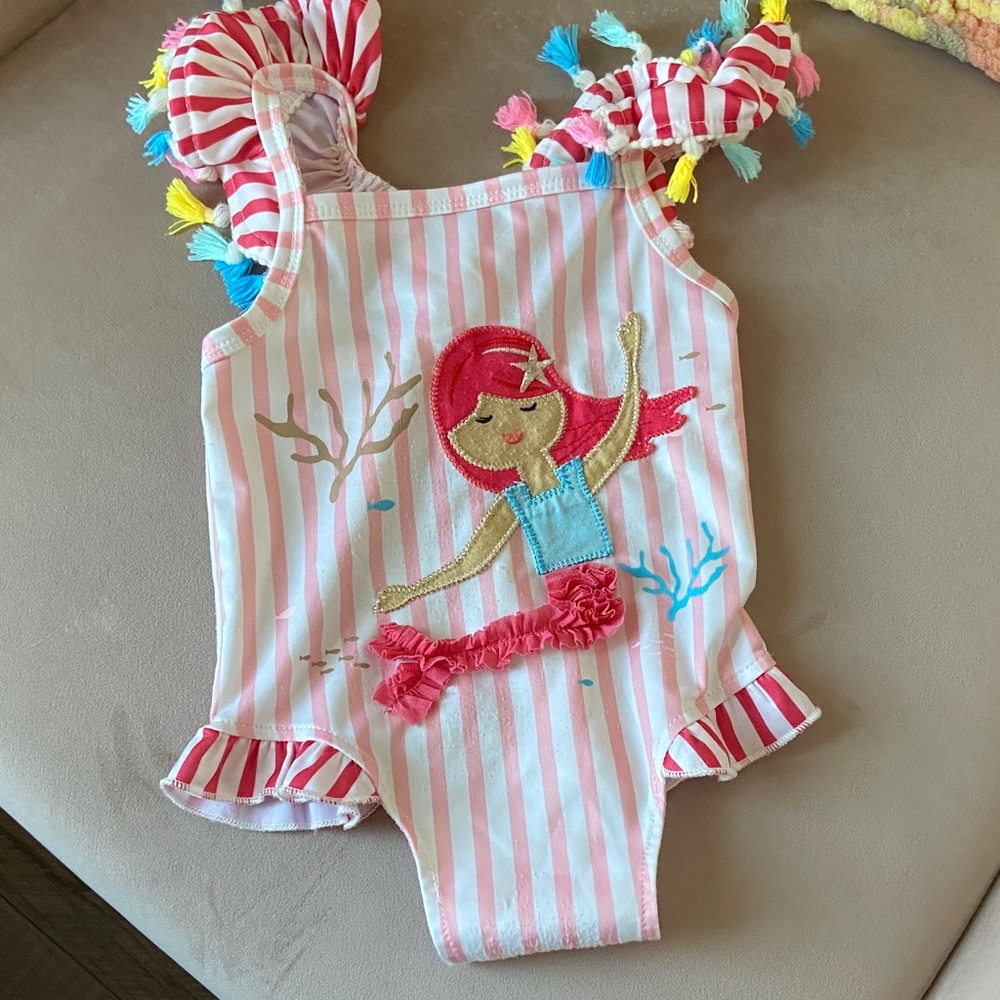 Pink Striped Mermaid Swimsuit